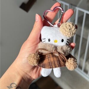 Cute Plush Keychain with Heart Clip